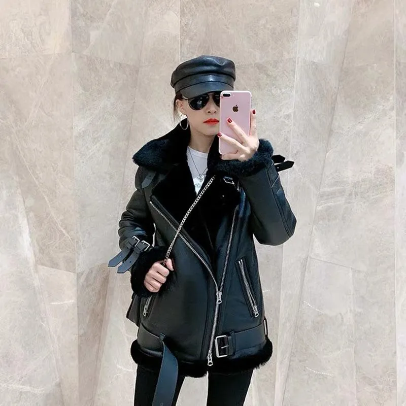 Women's Fur & Faux Real Coat Women Luxury Plus Size 2023 Winter Thick Warm Merino Sheep Jacket Streetwear Clothes High QualityWomen's