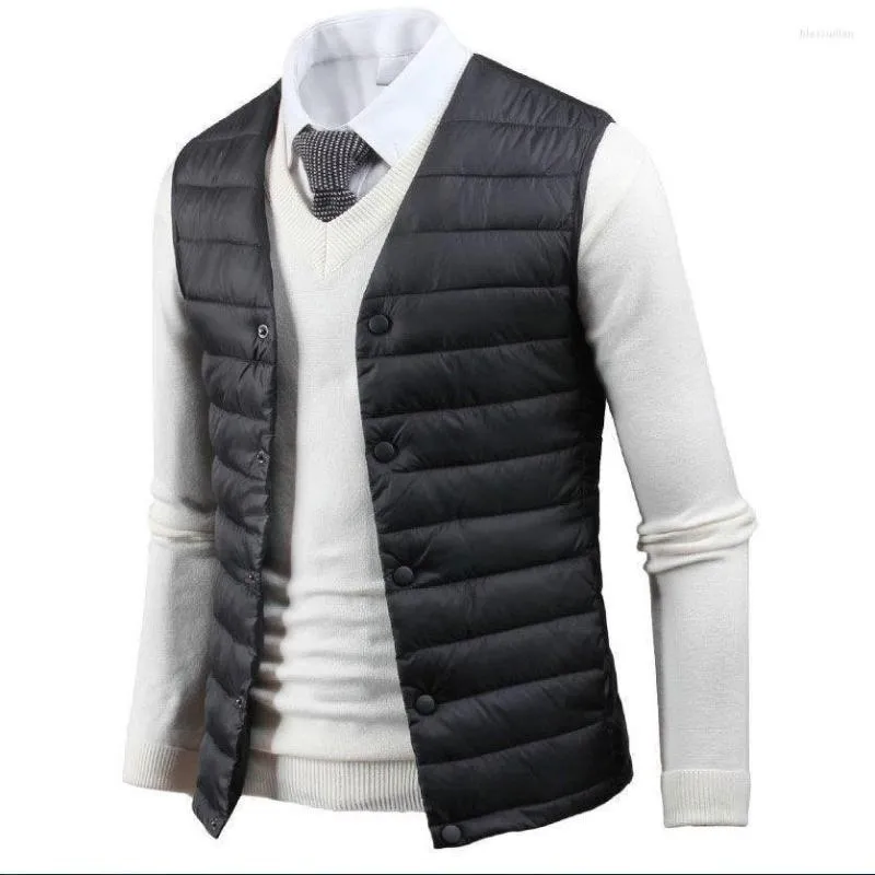 Gilet da uomo Gilet imbottito con collo Giacca da uomo riscaldata Cappotto maschile Abiti da ufficio classici da ufficio 2023