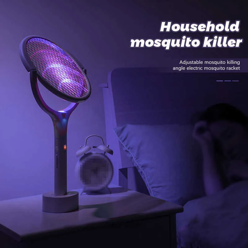 Pest Control 3500V 5In1 Killer Lamp Multicunctional Angle Adjustable Bug Zapper Electric USB Rechargeable Mosquito Fly Bat Swatter 0129