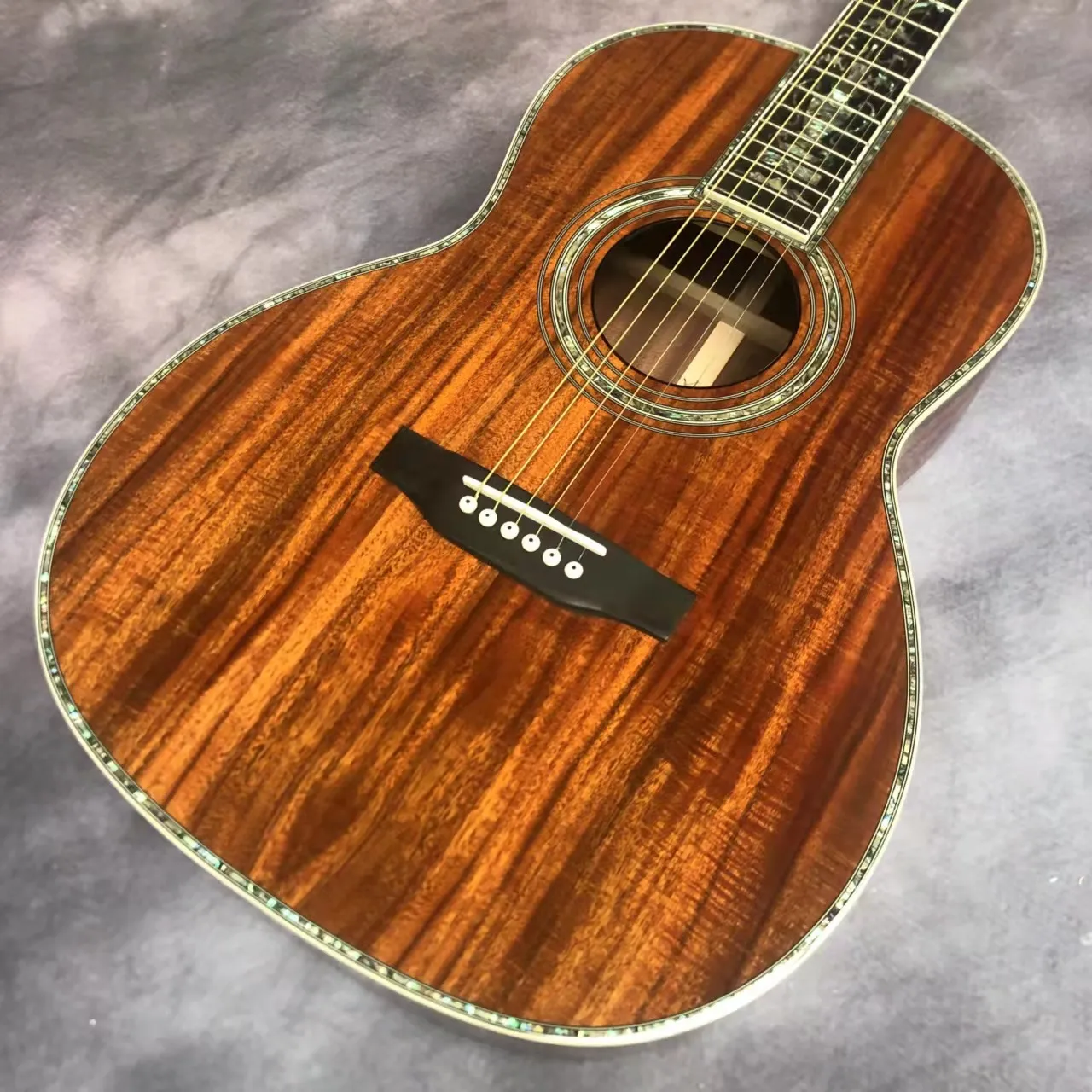 Luxury Black Finger Abalone Shell Mosaic Kona Acoustic Luxury Black Finger Abalone Shell Mosaic Kona Acoustic