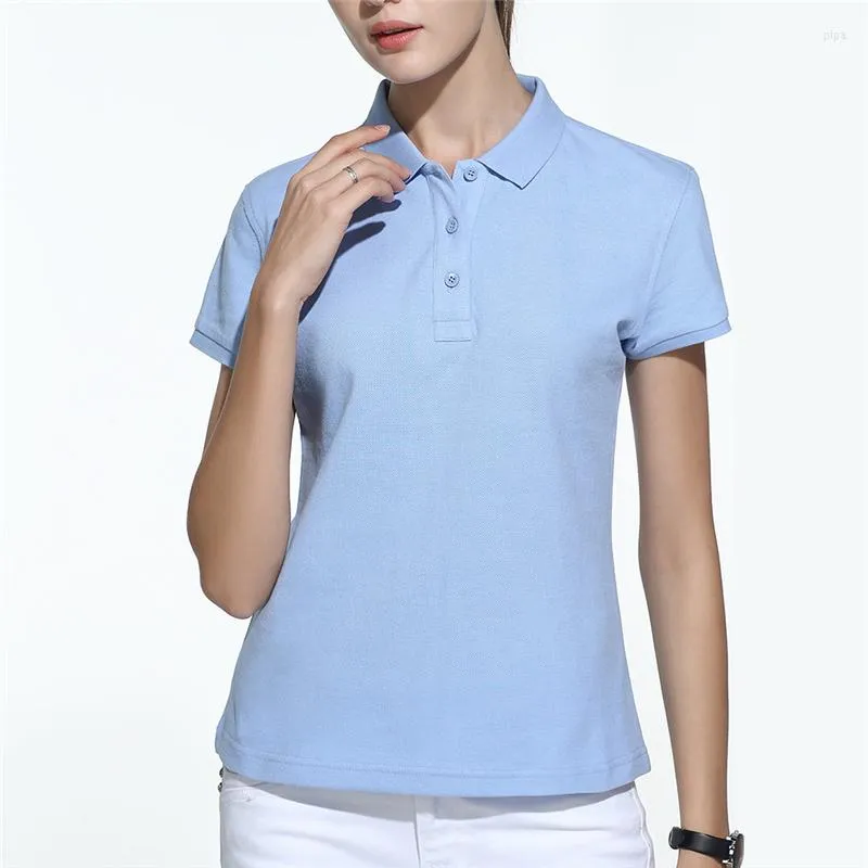 Dames PoloS Solid Color Cotton Summer Women T-Short-Sleeveved Polo Shirt Ladies Turndown Collar Tees Business Work Commute Tops Groothandel