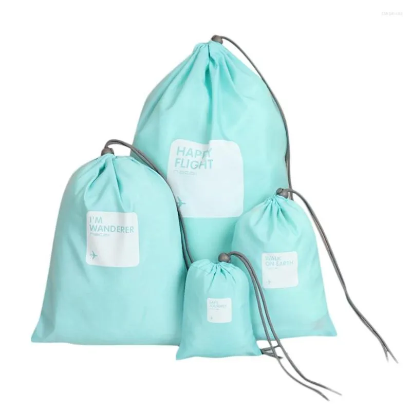 Boîtes de rangement sacs à manteaux 4 pièces sac de voyage en Nylon imperméable organiser cordon de serrage pochette à domicile organisateurs de ménage avec