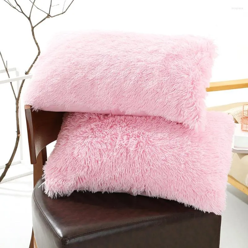 Taie d'oreiller 1PC doux fourrure peluche fourrure housse de coussin literie coussins classique décor à la maison taie d'oreiller 50X70