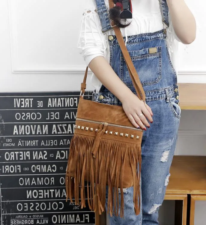 Top Fashion Designer Long Fringe Tassel Pouch Bags Women Shoulder Bag Crossbody Bags PU Leather Vintage Women s Handbags Purses