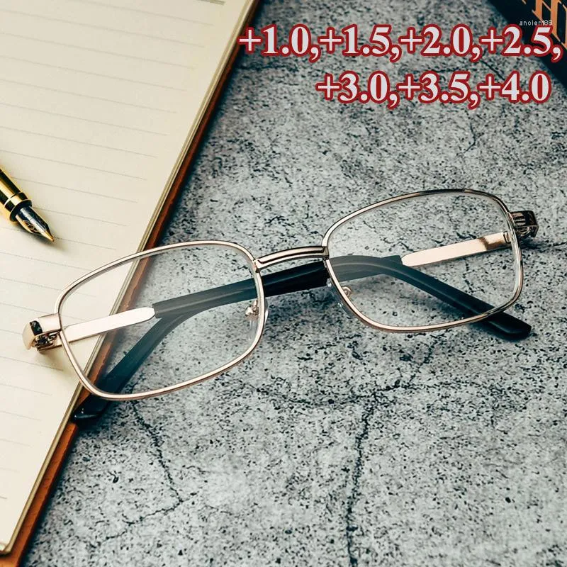 Óculos de sol Unissex Vintage Reading Glasses Men Mulheres Metal quadrado Prescrição prescrição Presbyopia EyeGlasses Hyperopia Gaming Eyewear Diopture