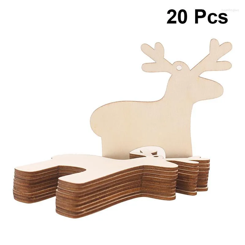 Christmas Decorations 20pcs Tree Hanging Ornaments Wooden Elk Patterned Pendant Xmas Plaque