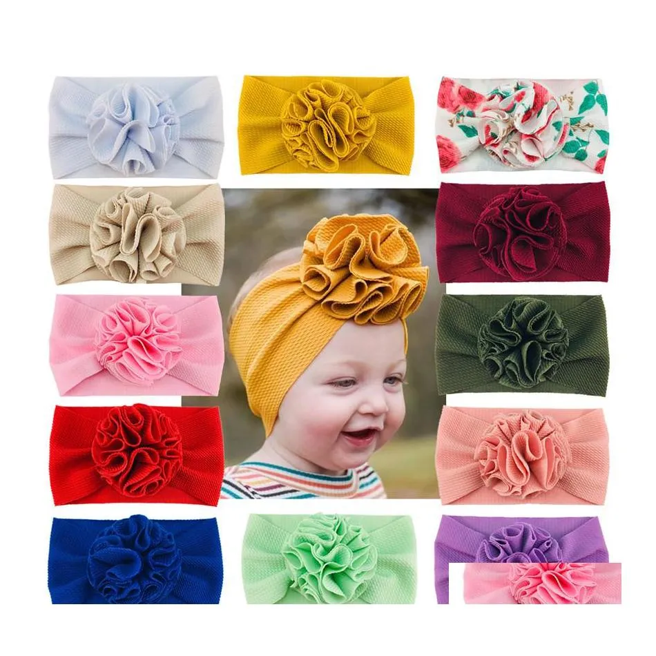 Maize Flower Infant Headbands For Infant Girls Wide Head Turban With