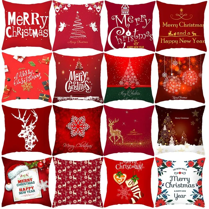 Decorações de Natal Mergulhar para casa Red Deer Tree Garland Cushion Cover Ornament Gift Table Decor 2023 Xmas Yearchristmas