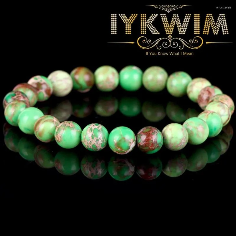 Strand Natural Stone Armband Green Sea Sediment Jaspers Bead Smyckesgåva för män Magnetiska hälsoskydd Kvinnor 6 8mm