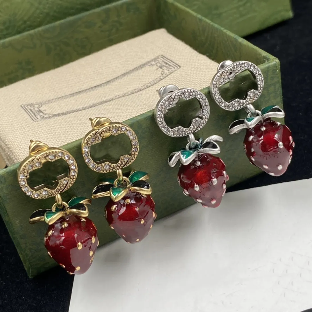 Strawberry designer Earrings for Women Fashion dangles S925 Vintage Letter Dangle Earring