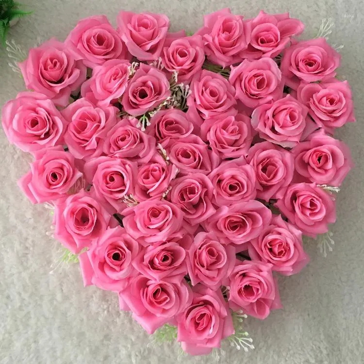 Fleurs décoratives Artificielle Rose Amour Coeur Guirlande Fleur De Soie Avec Cadre En Plastique 40 40 cm Lieu De Mariage Décoration Maison El