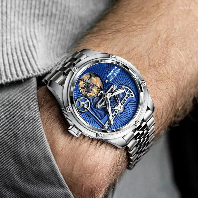 WristWatches Relogios Masculinos 2023 Pindu Design męs Watchessapphire Glass Top Machine Watch Men Business Clock Miyota 8215 Box