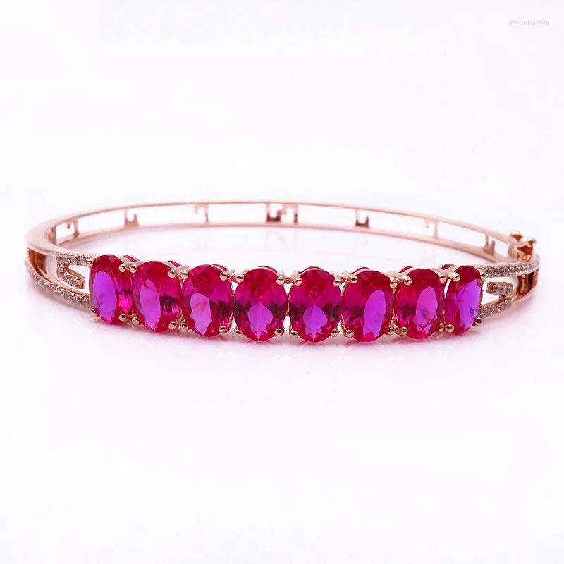 Bangle Ryssland 585 Purple Gold Inlaid Red Stone Armband Women's Luxury Fashion Plated 14k Colored