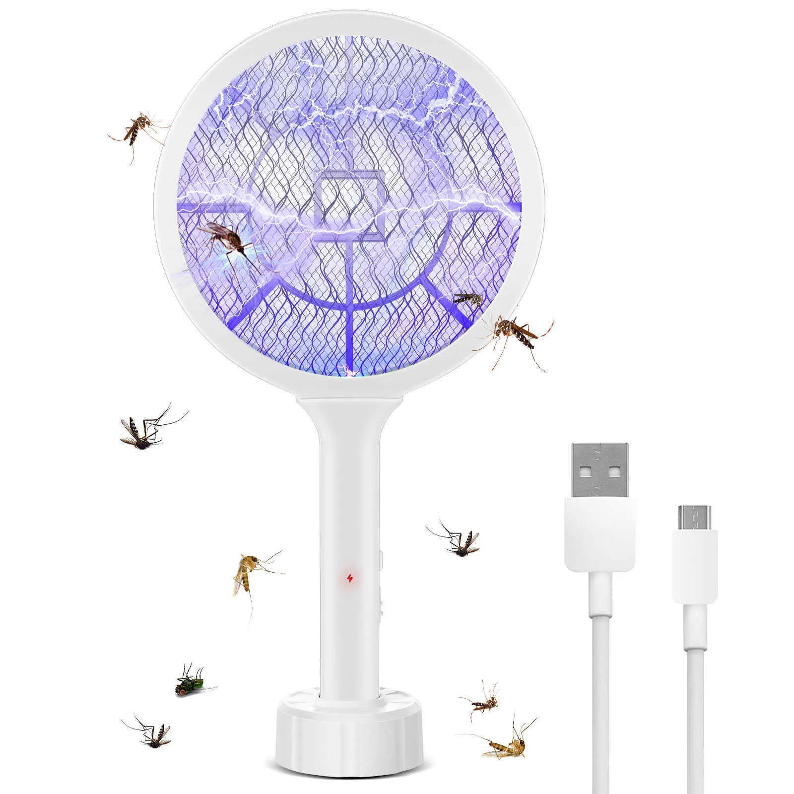 Pest Control Professional Mosquito Killer Bat USB Rechargeable Electric Racket Kills Mosquitoes Insect Moth Fly Repellent Bug Zapper for Home 0129