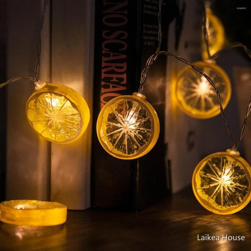 Cordes LED en forme de citron, décorations en plastique blanc chaud, 10/20 LED, fournitures de fête d'anniversaire et de noël