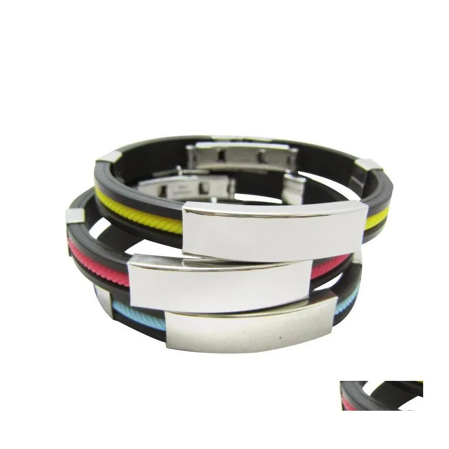 Charmarmband Rostfritt st￥l Sile Armband f￶r kvinnor M￤n Sport Titanium 10 F￤rger Wrap Bangle Fashion Jewelry Gift Drop Delivery OT0NQ