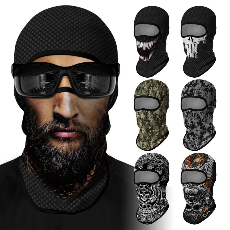 Bandanas Aquaman Camouflage Venom Silk Headgear Men's Windproof Motorcycle Sunscreen Full Face 3D Mask Riding Neck Covering ScarfBandana