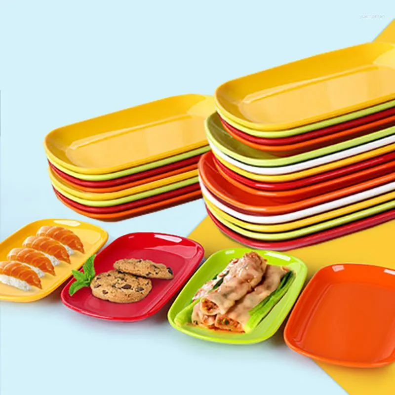 Plates Dinner Plate Oval Tray Colorful Dish Rectangular Barbecue Snack Imitation Porcelain Egg-shaped Tableware Sushi Platos