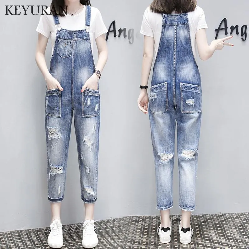 Kvinnors jumpsuits Rompers 2023 Autumn Europe Fashion Women Overalls Denim Jumpsuit Ripped Hole Casual Jeans ärmlös kvinna