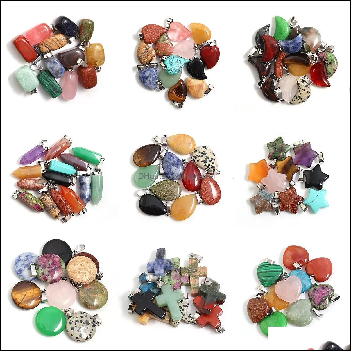 Arts And Crafts Mixed Shape Nacklace Pendants Natural Stone Charms Healing Fashion Beads For Jewelry Making Earring Gemstone Drop De Dhrpg