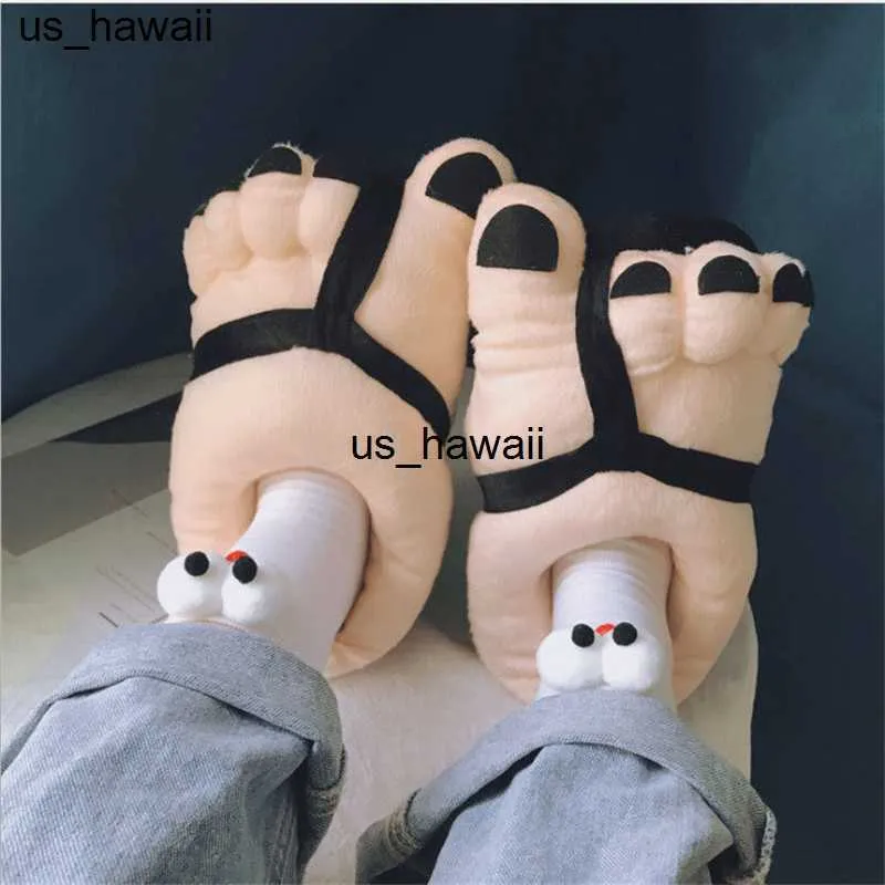 Slippers Funny Winter Men Shoes Big Feet Flats Slipper Women Warm Indoor Lightweight FlipFlop Couple Footwear One Size zapatillas de casa 0128V23