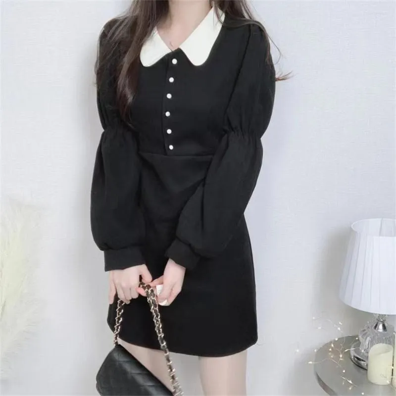 Casual Dresses Plamtee Korean Chic Party Slim Mini Sexig klänning Kvinnor full ärm 2023 Autumn Streetwear Office Lady Work Wear Femme Vestidos