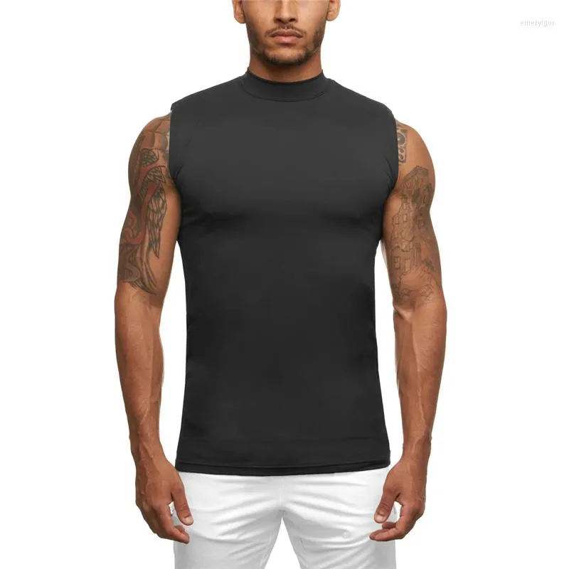 Herrtankstoppar kompression ärmlös skjorta gymkläder fitness topp män snabb torr tätt kroppsbyggande singlets muskel väst träning tanklopp
