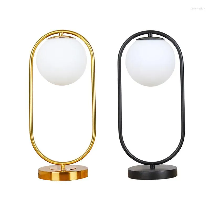 Table Lamps Modern Nordic Gold Black LED Glass Ball Desk Light Lighting For Study Bedside Bedroom Office Studio Home Decoration