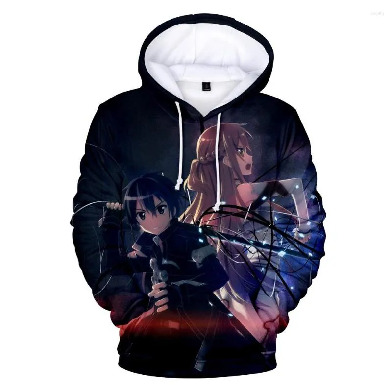 Hoodies masculinos Sword Art Online Anime Harajuku Sorto Meluito Capuz Casual 3D Autumn Fashion Pullover Top