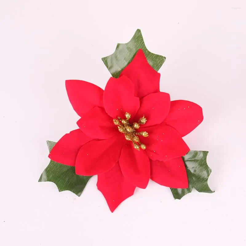 Decoratieve bloemen 5 Bloemarrangement Poinsettia voor het maken van trouwboeketten Centerpieces Kerstglitter