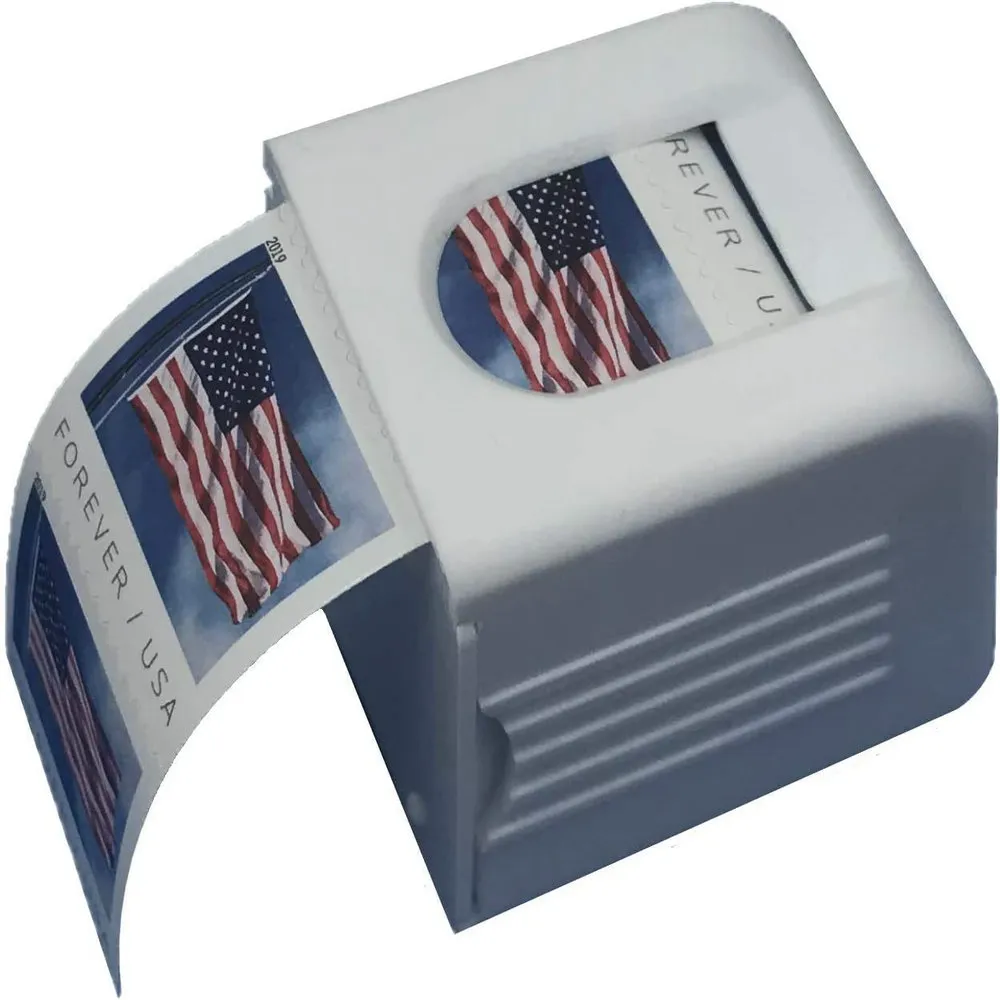 Dispensador de carimbo de impress￣o de impress￣o de embalagem para um rolo de 100 selos portador de pl￡stico US ￩ compacto e impactresistente mesa ou otlqw