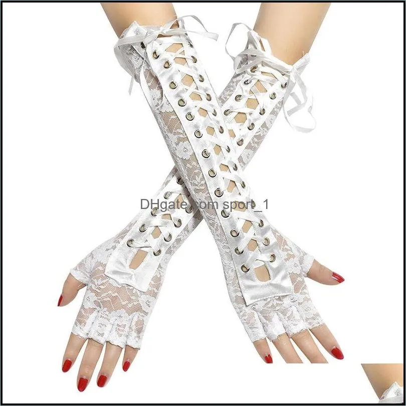 Fingerless Gloves Women Gothic Long Glove Black Punk Hip Pop Jazz