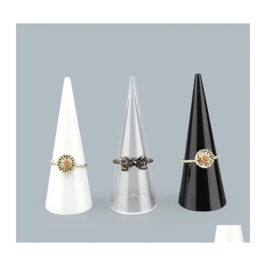 Jewelry Stand 10Pcs/Lots Fashion Mini Acrylic Finger Ring Holder Triangle Cone Display Shelf 0 T2 Drop Delivery Packaging Dhxyg