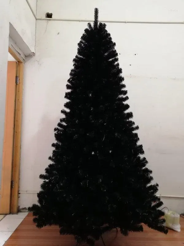 Decorações de Natal 210 cm Árvore artificial com base de suporte de plástico para decortaão de festa em casa (preto)