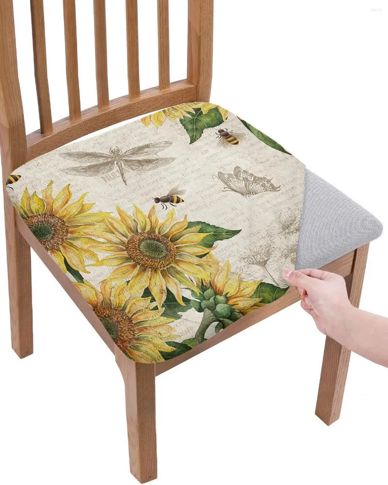 Tampa a cadeira de cadeira Vintage Old Surflawer Dragonfly Elastic Seat Cober