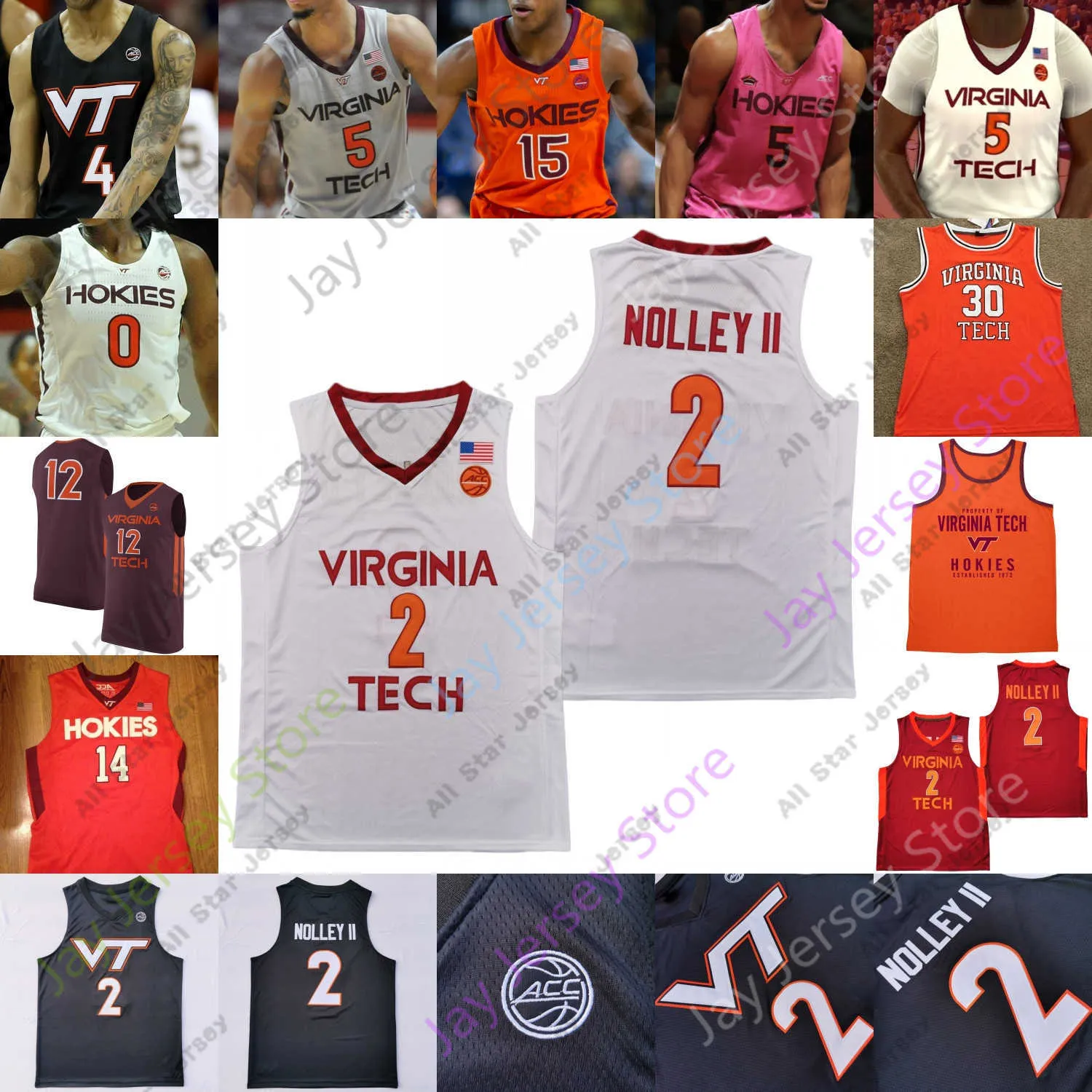 Basketbal jerseys Custom 2022 Virginia Tech Hokies Basketball Jersey NCAA College David N'Guessan Lynn Kidd Alexander-Walker Finney-Smith Curry