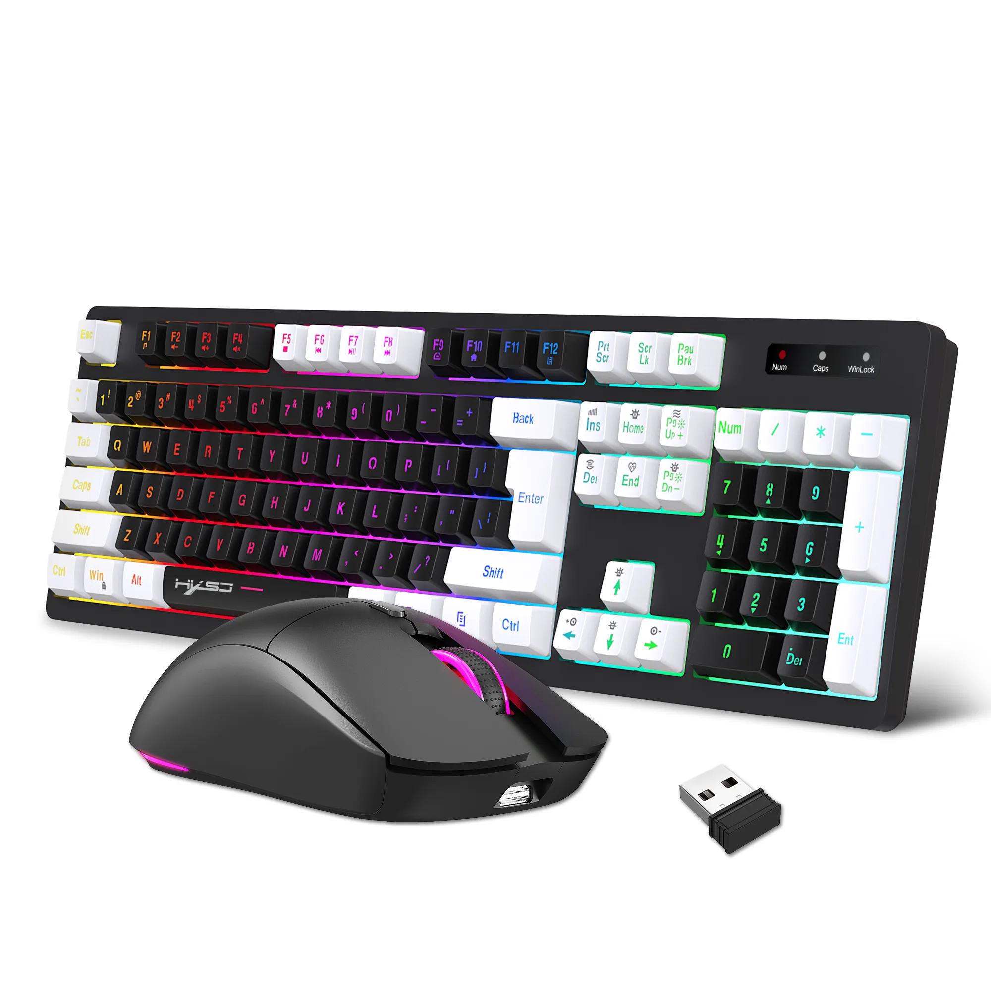 L98 Wireless Keyboard Mouse Set Rechargeable 2.4G Colorful Gaming RGB Backlit