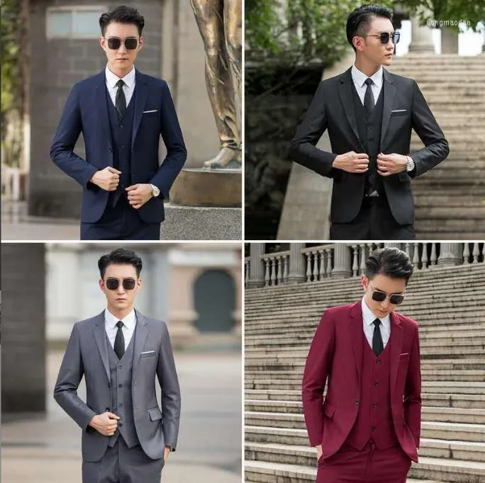 Abiti da uomo Abito da uomo autentico personalizzato Giacca da 4 pezzi Camicia da uomo per uomo Versione coreana Moda slim fit