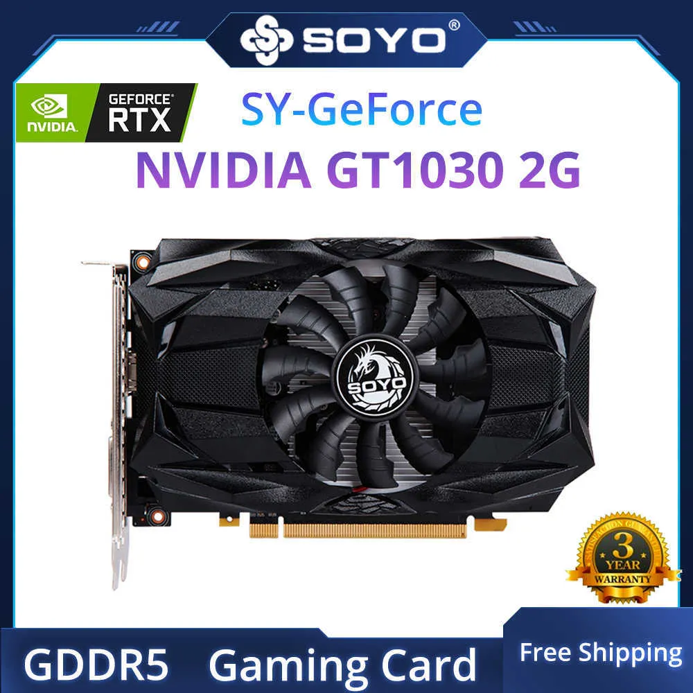 Soyo Nvidia 그래픽 카드 GT1030 2G GPU GDDR5 14NM 공예 데스크탑 컴퓨터 게임 독립 사무실 엔터테인먼트 그래픽 카드