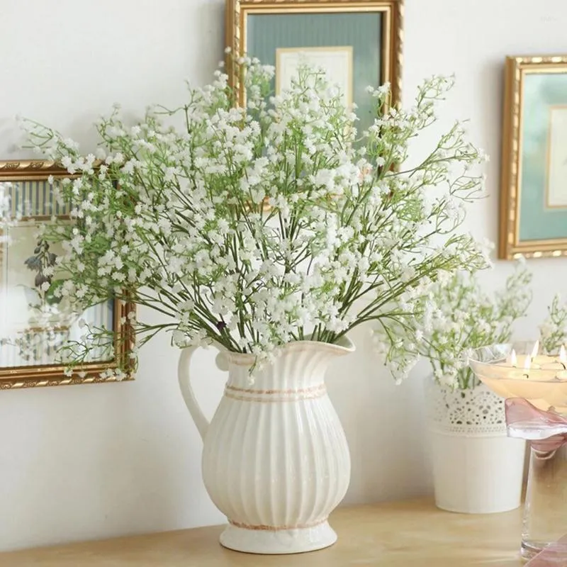 Fiori decorativi 52cm Baby Breath Fioriture artificiali Fiore PU Gypsophila Decorazioni per matrimonio Anniversario Camera Giardino Decorazioni per piante finte