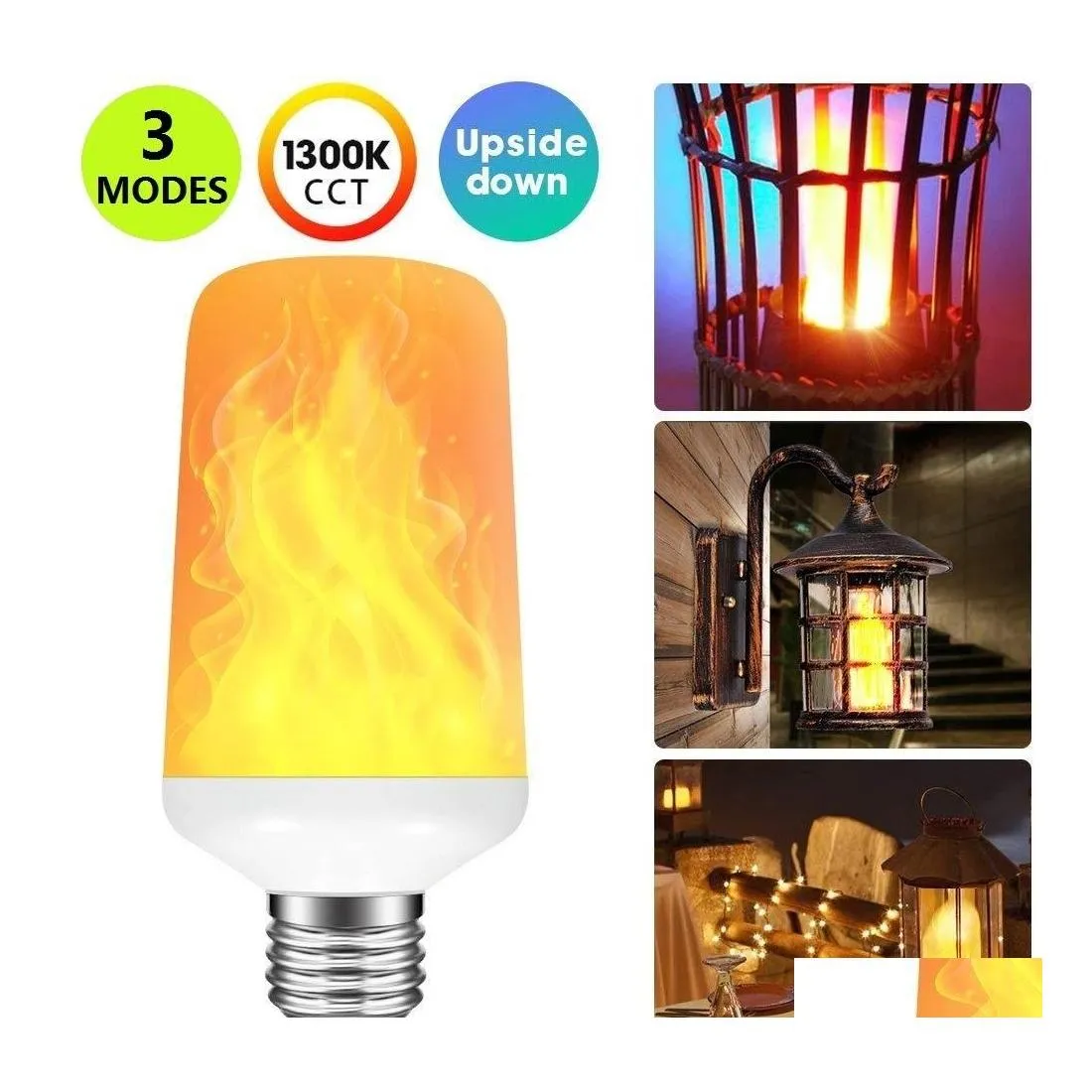 LED -gl￶dlampor Creative Sensor Flame Lamp E27 E26 Brandeffekt BB 7W Flimrande Emation f￶r heminredning Jul Ljus AC Drop Delivery Li OTKPV