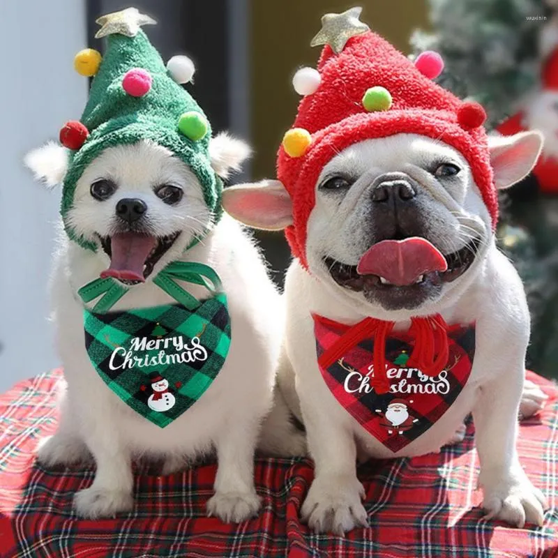 Abbigliamento per cani Simpatico cappello natalizio per animali domestici Morbido cotone Babdana Regolabile Doga Bandanaa Asciugamano Sciarpa Collare Accessori per cani di piccola taglia media