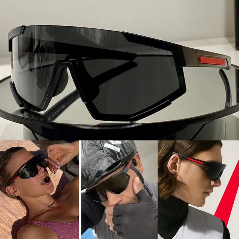 męskie markowe okulary przeciwsłoneczne SPS04W dynamiczny projekt outdoorowy duża, zawijana aktywna ochrona okularów nylonowa ramka z przodu w gumowanej czarnej liniowości okulary damskie