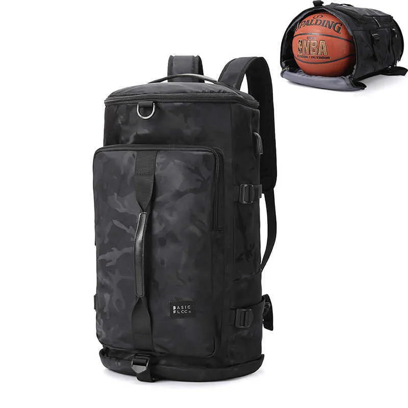 Sacs de plein air Camo Gym Sac à dos Sac de basket-ball étanche Hommes Femmes Athletic Sneaker Sac Sport Rucksack Grand sac à bandoulière avec compartiment à chaussures T230129