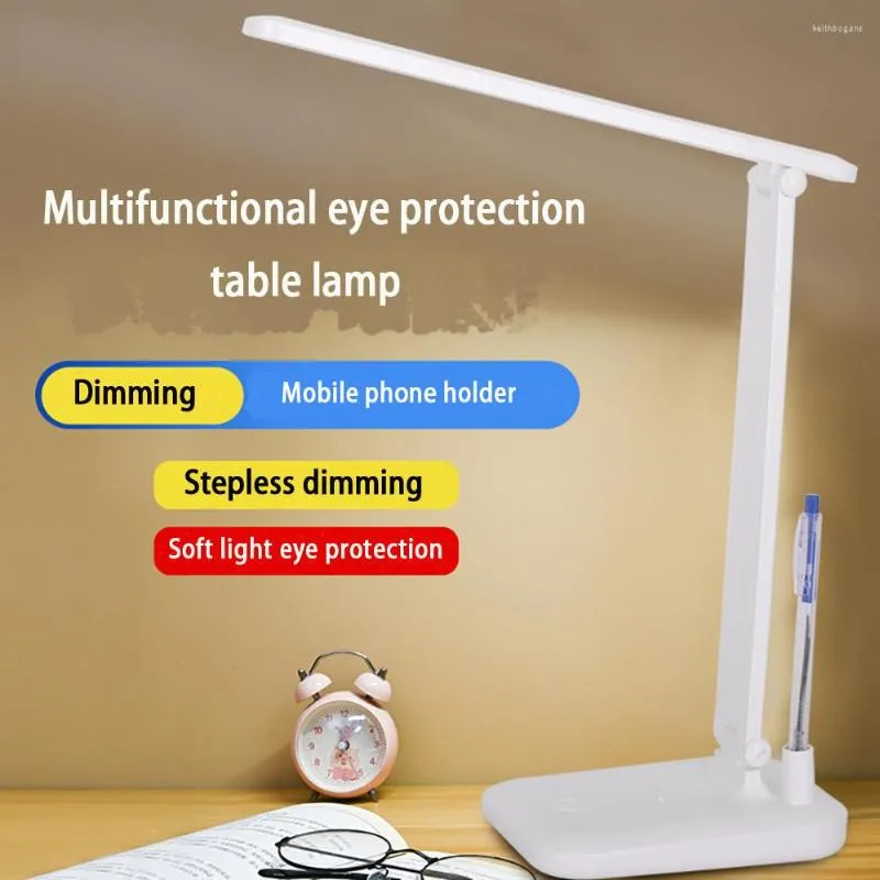 Tafellampen LED Kantoor/Reading Desk Lamp Touch Dimable Foldable 5W USB LADING Soft Light Multifunctionele oogbescherming Reading