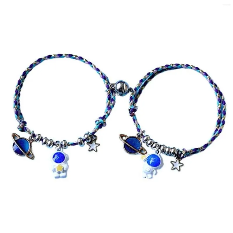 Bracelets porte-bonheur 1 paire femmes hommes cadeau anniversaire bijoux relation à la main mignon astronaute étoile quotidien Couple Bracelet boucle magnétique