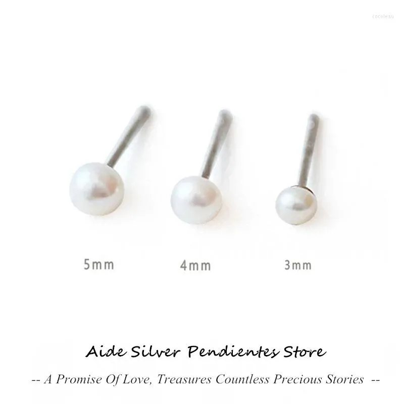 Stud -oorbellen assistent S925 Sterling Silver Set 3mm 4 mm 5 mm mini Pearl voor vrouwen Zweeding verloving sieraden accessoires