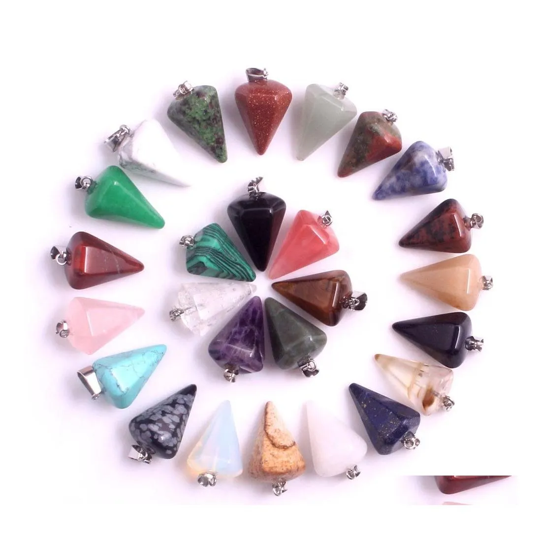 Hangende kettingen natuursteen zeshoekige prism quartz punt genezende kristallen chakra kruis hart druppel charme fit ketting sieraden in otqce