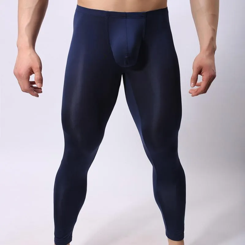 Sleepkleding voor heren slaapbodem mannen sexy pure lange broek gay panty leggings transparante lounge Zie door mesh kanten compressiemode