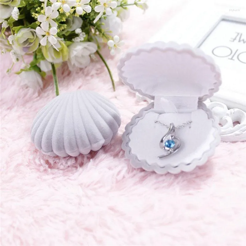 Smycken påsar skalform lådör örhänge armband ring halsband arrangör sammet present vikbara juvelförvaringslådor för bröllop